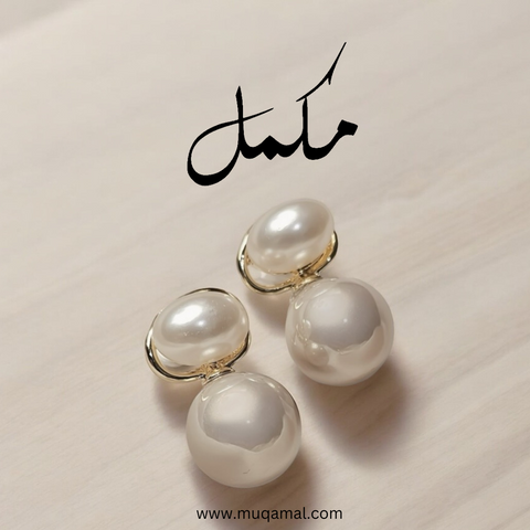 Eliptical Pearl Studs Earrings