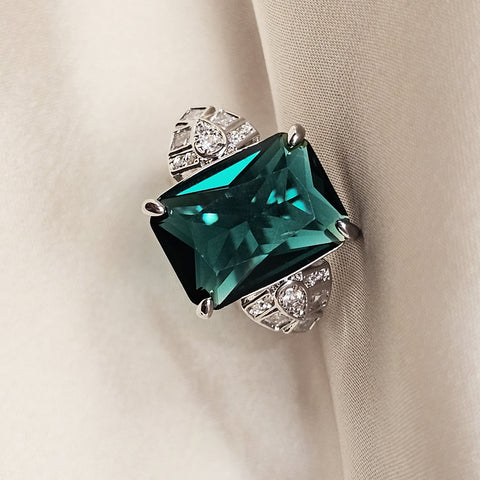 Emerald Cut Emerald Sapphire Ring