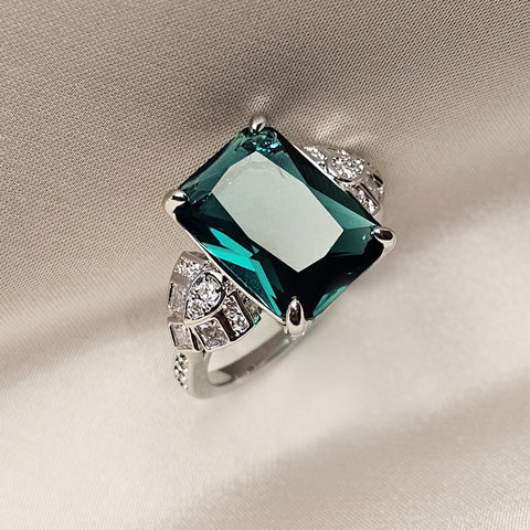 Emerald Cut Emerald Sapphire Ring